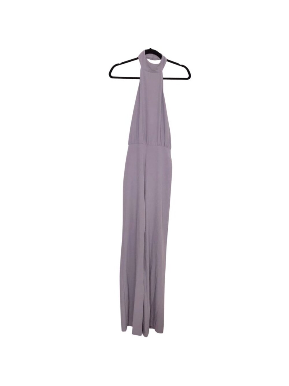 Lulu's Solid Lavender Halter-Neck Wide-Leg Jumpsuit XS